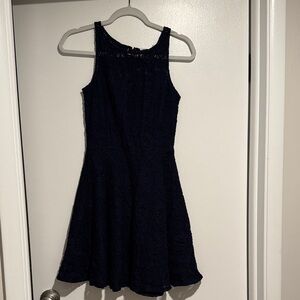 BB Dakota Navy Lace Fit-and-Flare Mini Dress